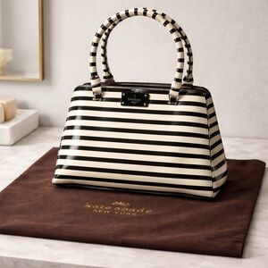 kate spade Black and White Striped Dome Satchel